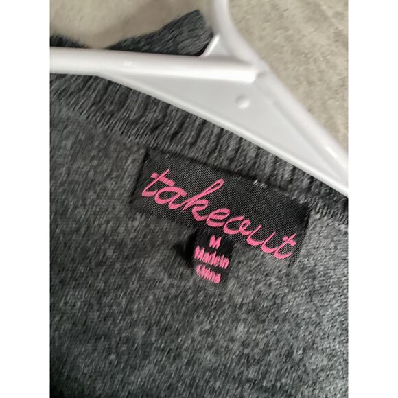 Take Out women's gray and black striped 3/4 sleeve mini sweater dress size -M - Picture 3 of 3